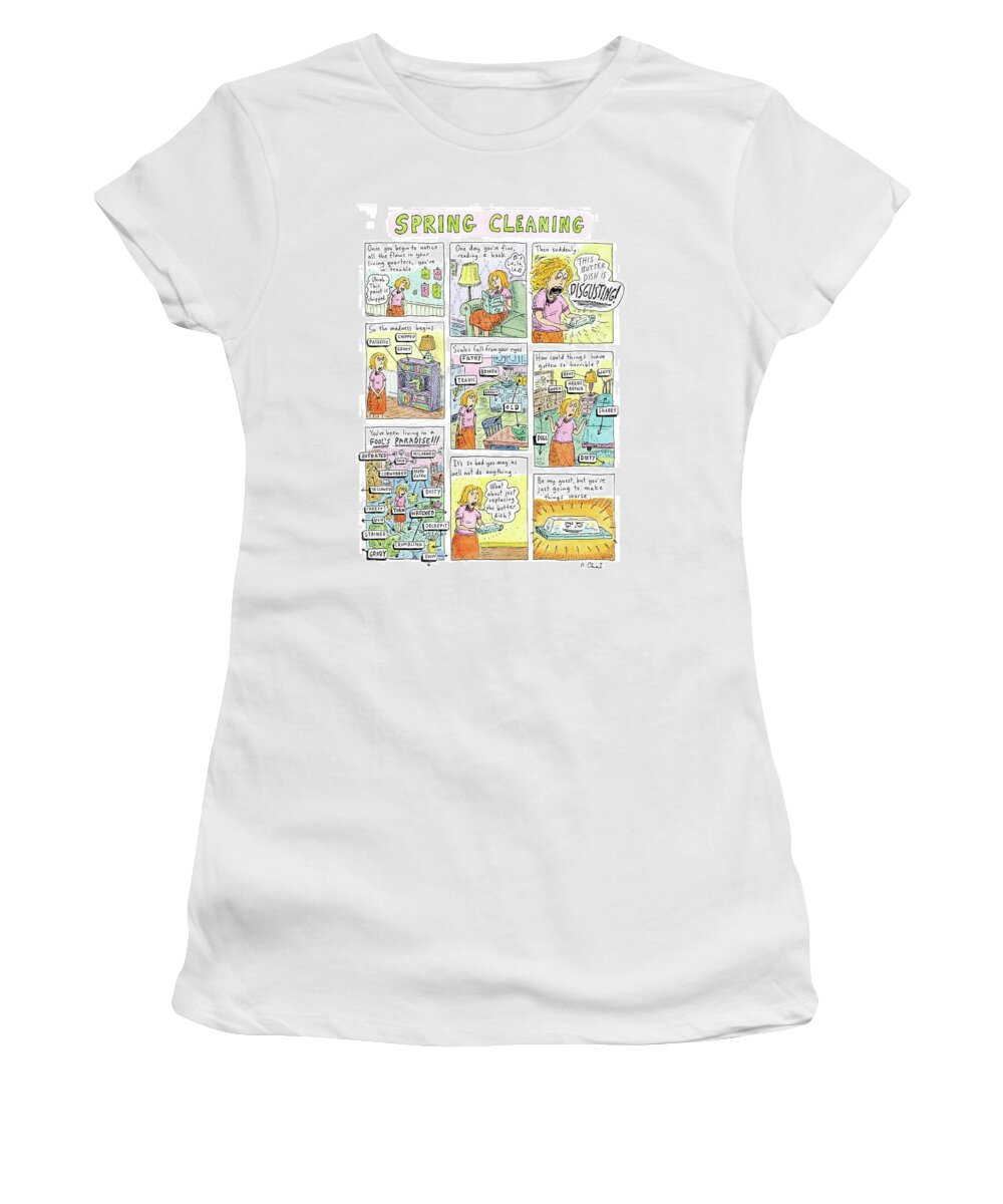 Spring Cleaning Women's T-Shirt featuring the drawing Spring Cleaning by Roz Chast