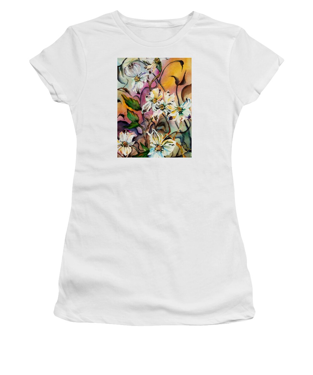Dogwood Painting Women's T-Shirt featuring the painting Dance of the Dogwoods by Lil Taylor