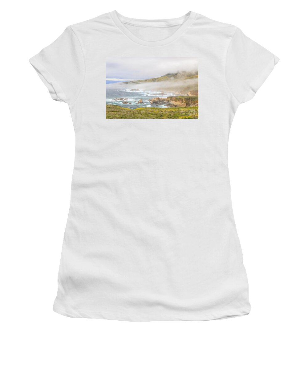 Big Sur Women's T-Shirt featuring the photograph Fog engulfing Big Sur coast #3 by Ken Brown