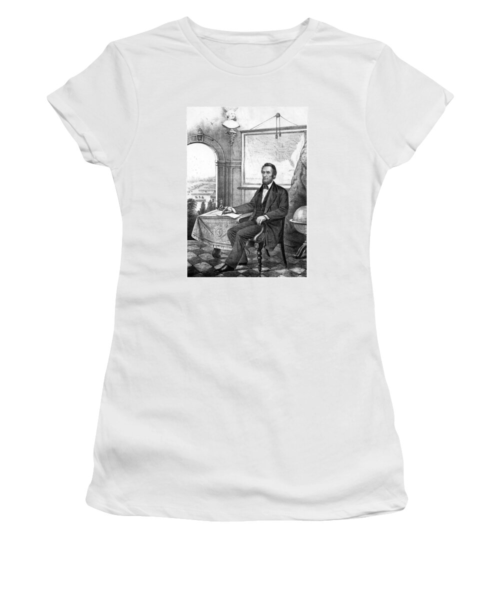 Abraham Lincoln Women's T-Shirt featuring the drawing President Abraham Lincoln #4 by War Is Hell Store