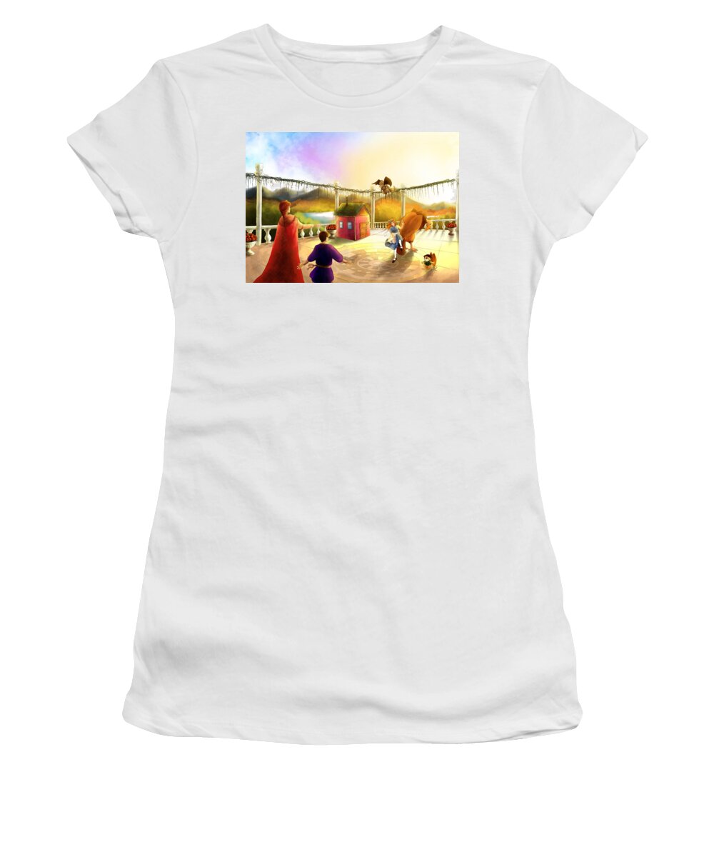 Fantasy Women's T-Shirt featuring the painting The Palace Balcony #2 by Reynold Jay