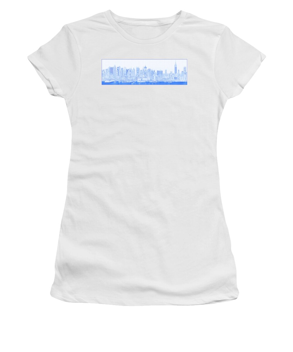 Photography Women's T-Shirt featuring the photograph View Of Skylines In A City, Manhattan #3 by Panoramic Images