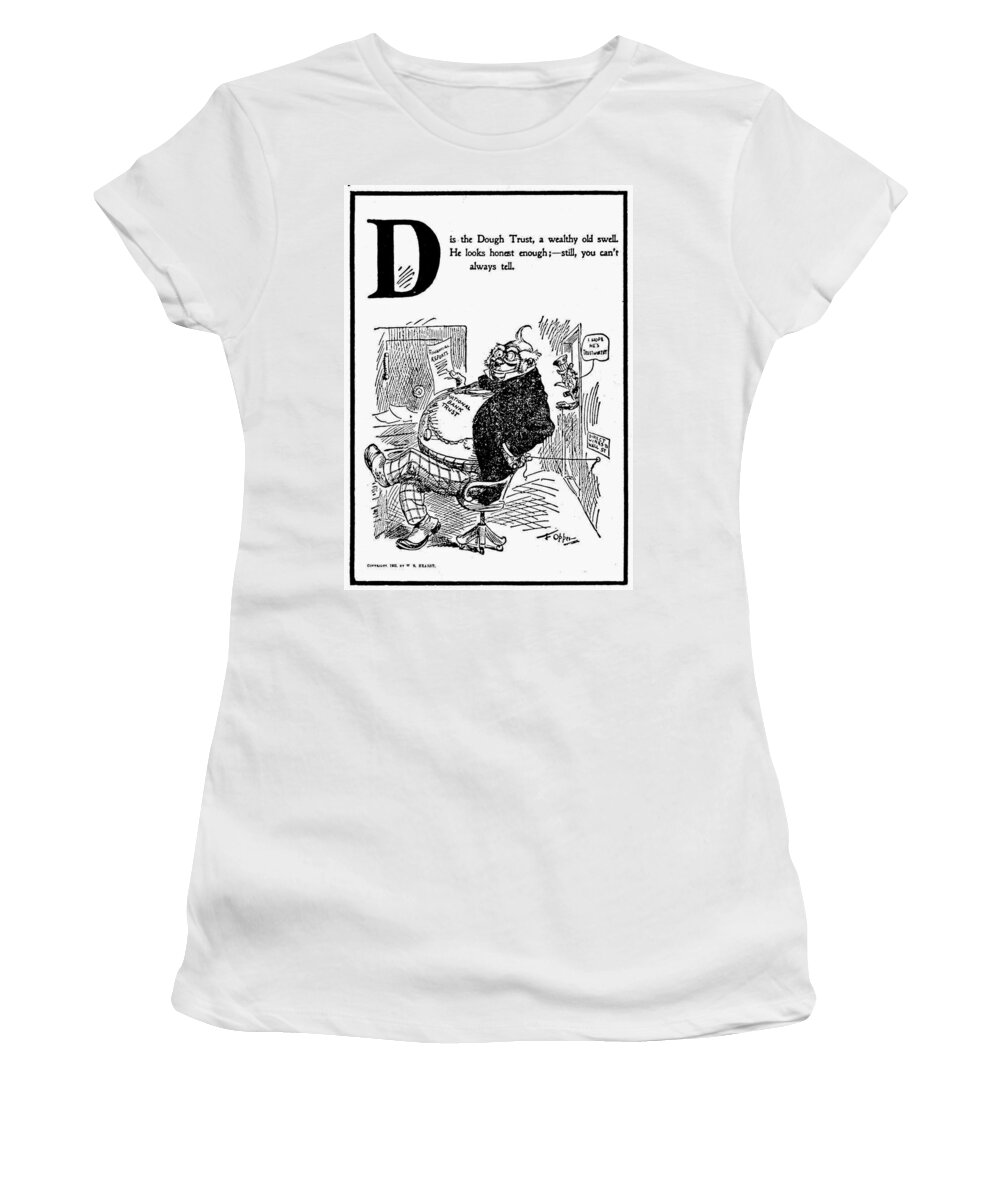 1902 Women's T-Shirt featuring the painting Anti-trust Cartoon, 1902 #4 by Granger