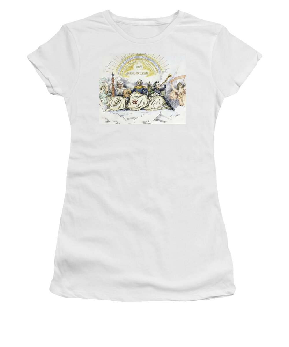 1896 Women's T-Shirt featuring the painting Women's Rights Cartoon #6 by Granger