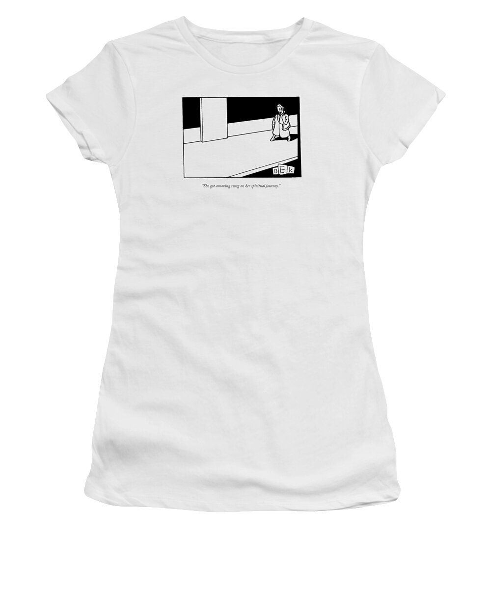 Swag Women's T-Shirt featuring the drawing She Got Amazing Swag On Her Spiritual Journey by Bruce Eric Kaplan