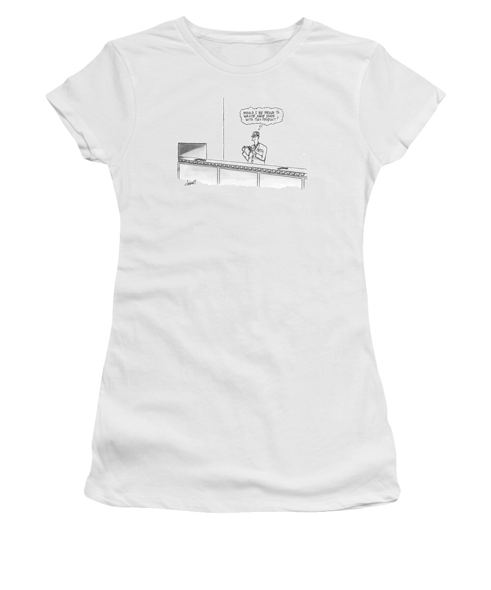 Workers Motivation Guns Women's T-Shirt featuring the drawing New Yorker May 16th, 2005 by Tom Cheney