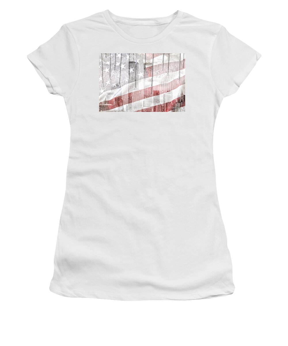 9 11 Women's T-Shirt featuring the mixed media 9 11 by Mo T