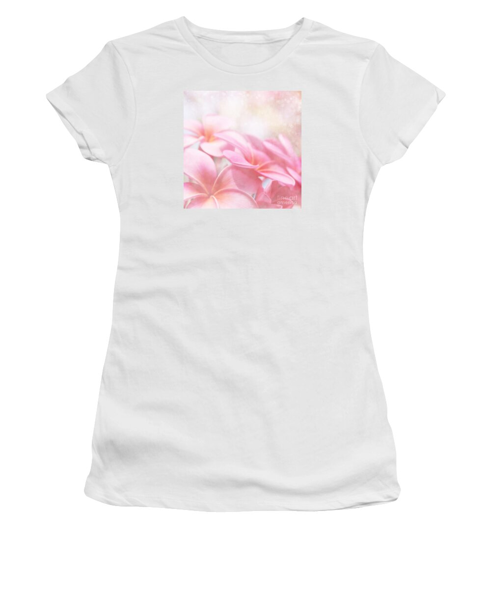 Pink Plumeria Blossoms Women's T-Shirt featuring the photograph Aloha #5 by Sharon Mau
