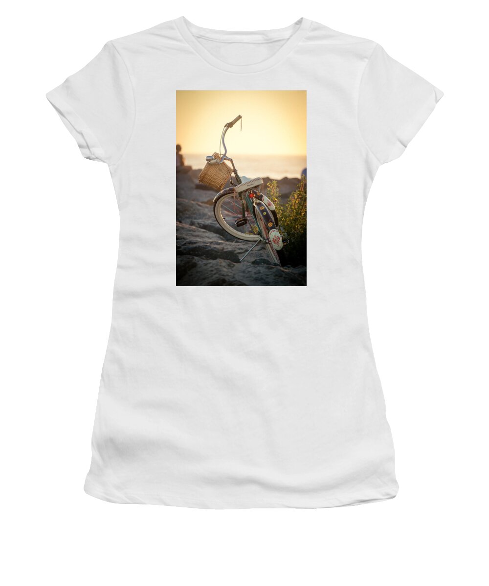 Beach Women's T-Shirt featuring the photograph A Bike and Chi by Peter Tellone