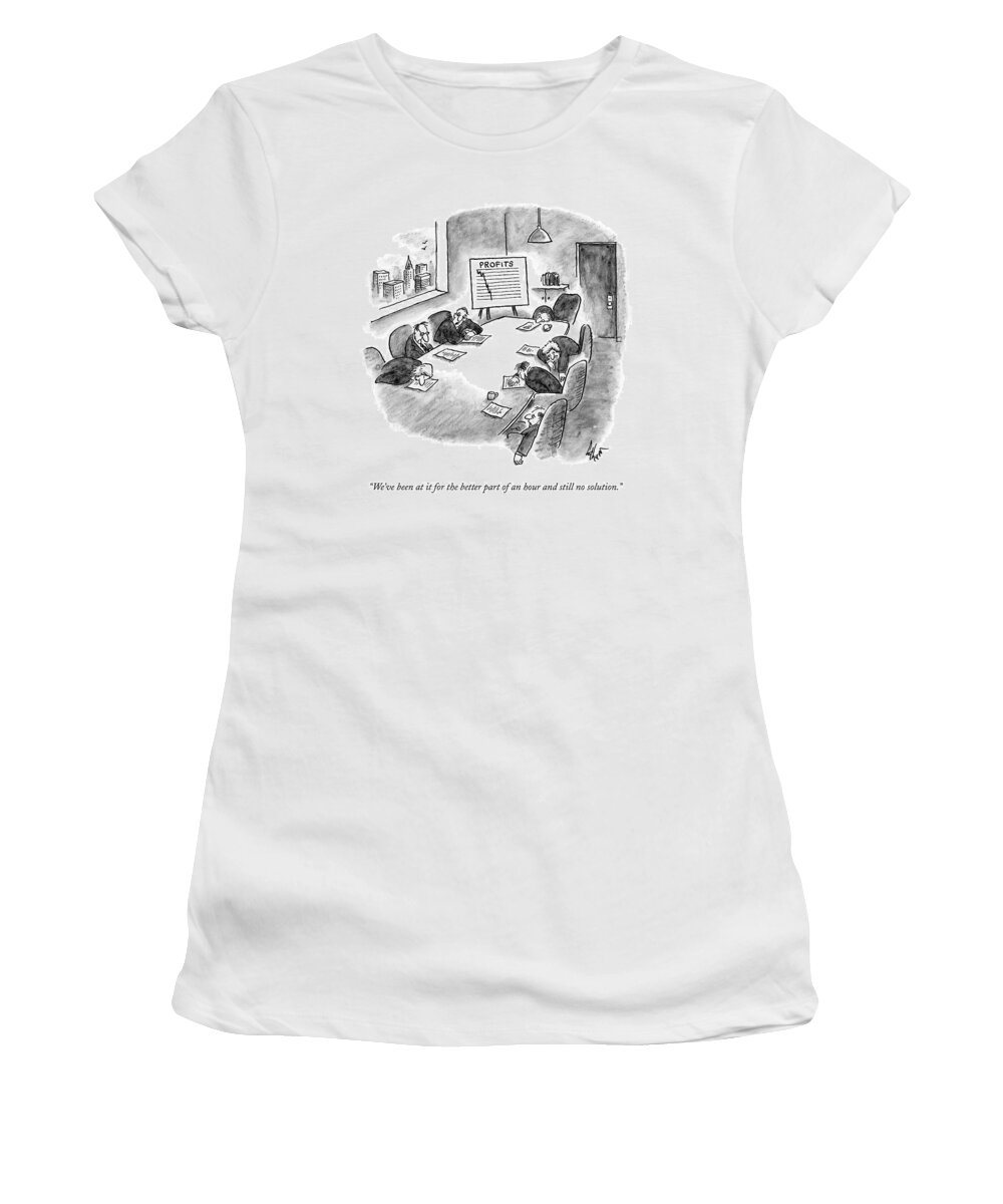 Meetings Women's T-Shirt featuring the drawing A Business Meeting Is Going On At A Conference by Frank Cotham