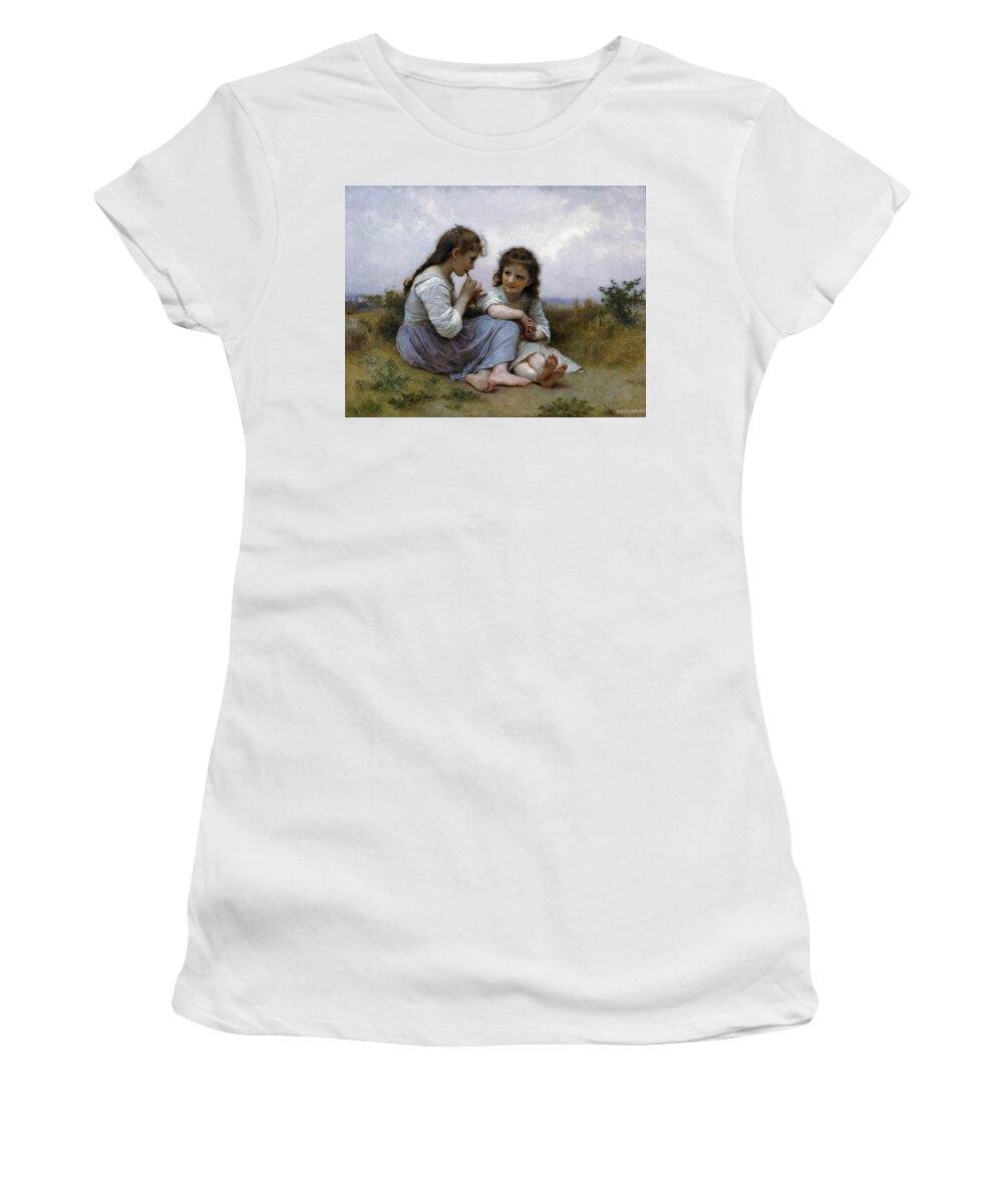 A Childhood Idyll Women's T-Shirt featuring the digital art A Childhood Idyll by William Bouguereau