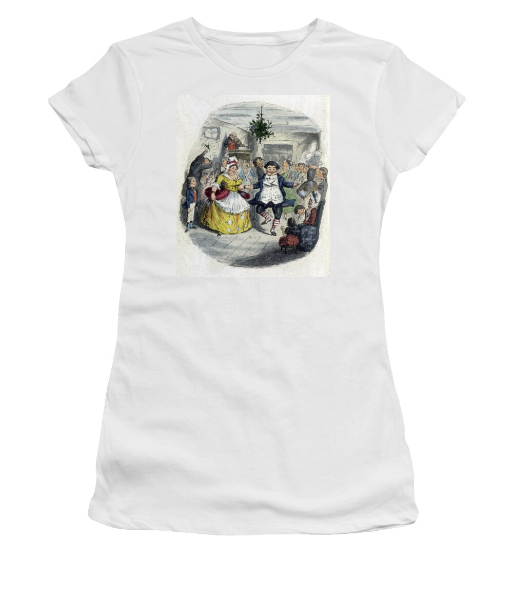 Literature Women's T-Shirt featuring the photograph A Christmas Carol, Mr. Fezziwigs Ball by British Library
