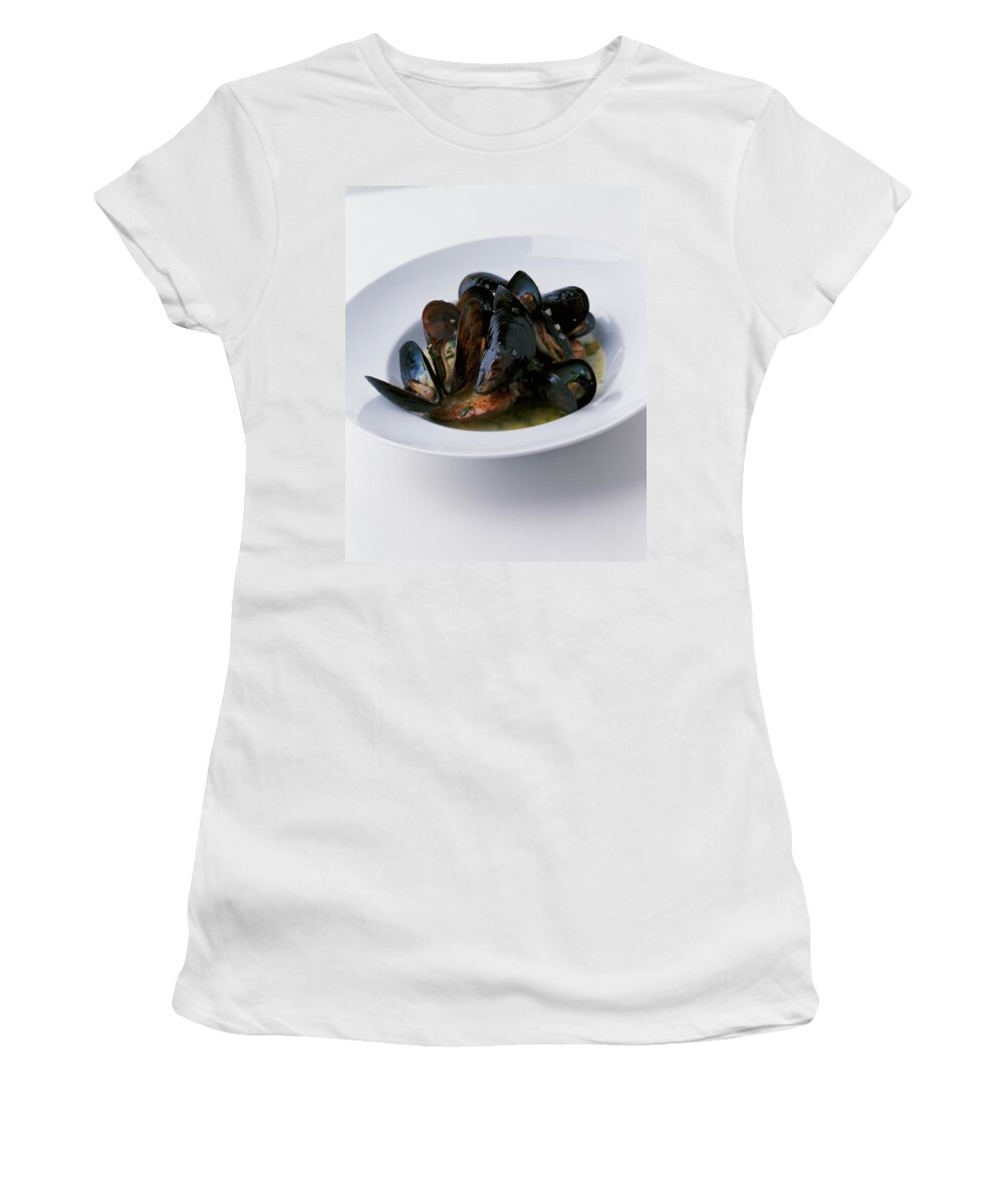 Cooking Women's T-Shirt featuring the photograph A Dish Of Mussels by Romulo Yanes