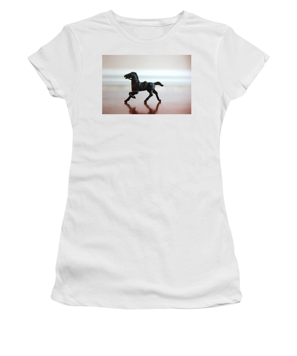 Kelly Hazel Women's T-Shirt featuring the photograph A Gallop Through the Imagination in Soft Color by Kelly Hazel