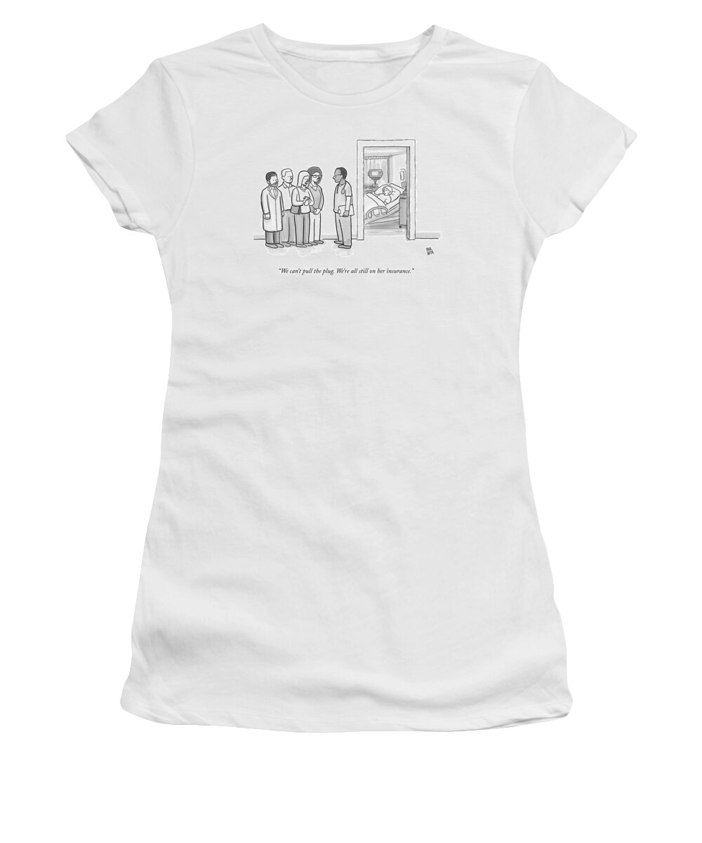 Death Women's T-Shirt featuring the drawing A Group Of People Talk To A Doctor by Paul Noth