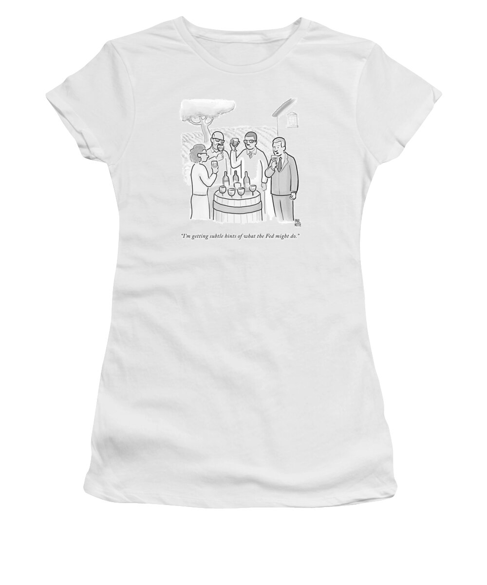 Wine Tasting Women's T-Shirt featuring the drawing A Group Sample Wine At A Wine Tasting Vineyard by Paul Noth