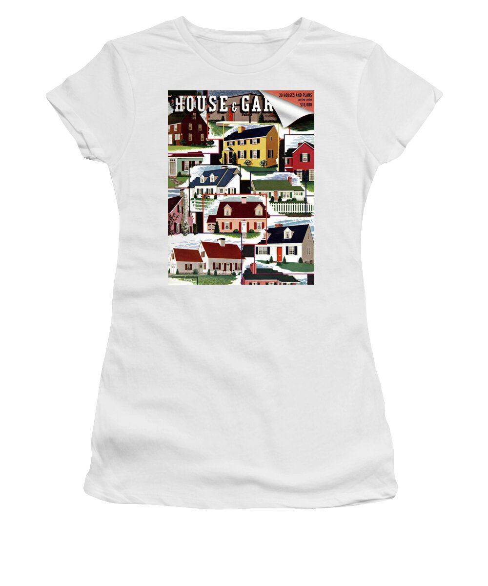 Illustration Women's T-Shirt featuring the photograph A House And Garden Cover Of Suburban Houses by Robert Harrer