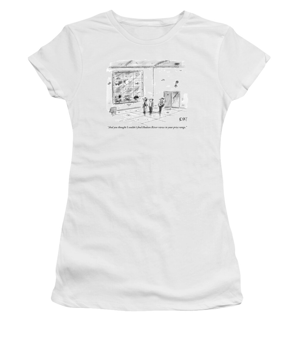 Real Estate Women's T-Shirt featuring the drawing A Man And Woman Are With A Real Estate Agent by Christopher Weyant