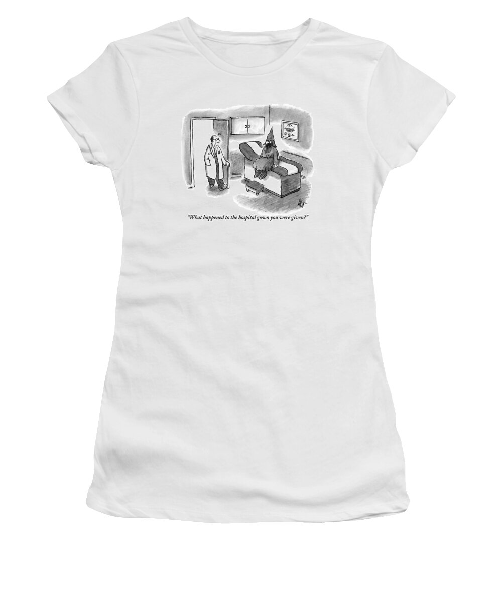Doctors Women's T-Shirt featuring the drawing A Man In A Peasant's Robe Is Seen Sitting In An by Frank Cotham