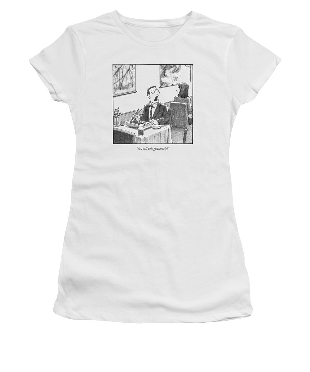 Wasabi Women's T-Shirt featuring the drawing A Man Yelling Loudly by Harry Bliss