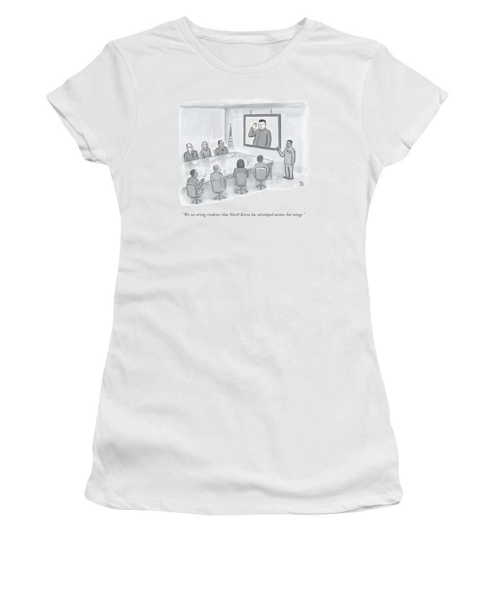 Kim Jong-un Women's T-Shirt featuring the drawing A Military Briefing by Paul Noth