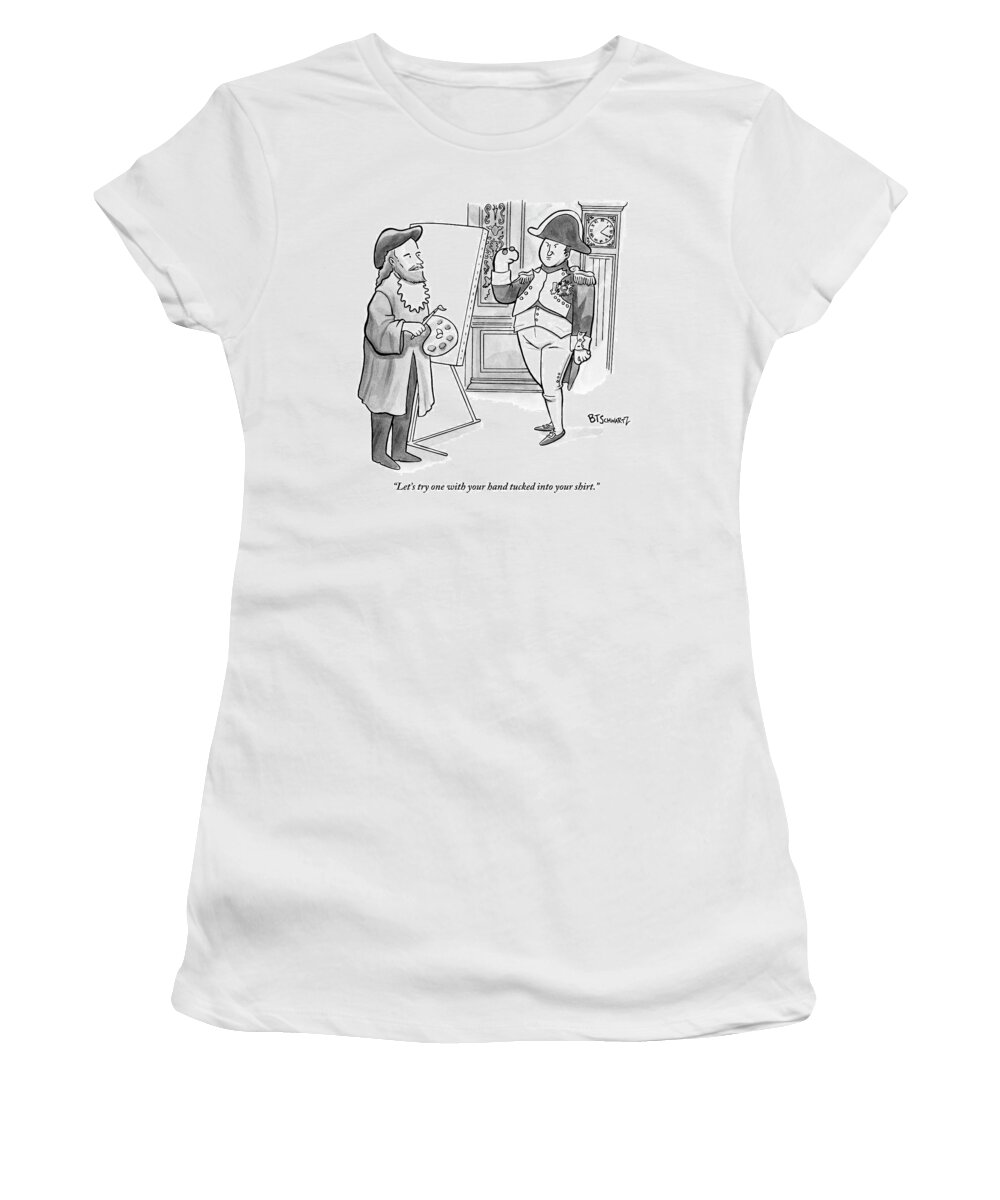 Napoleon Women's T-Shirt featuring the drawing A Painter Is Getting Ready To Paint A Portrait by Benjamin Schwartz