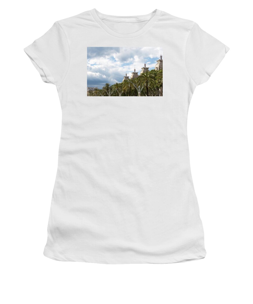 Parc De La Ciutadella Women's T-Shirt featuring the photograph Above the Trees of Parc de la Ciutadella by Lorraine Devon Wilke