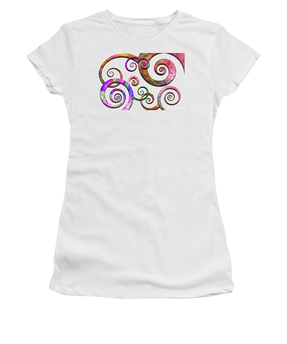 Abstract Women's T-Shirt featuring the digital art Abstract - Spirals - Planet X by Mike Savad