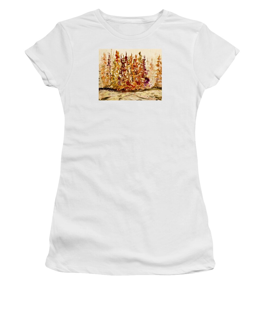 Abstact Women's T-Shirt featuring the painting Abstract trees by John Stuart Webbstock