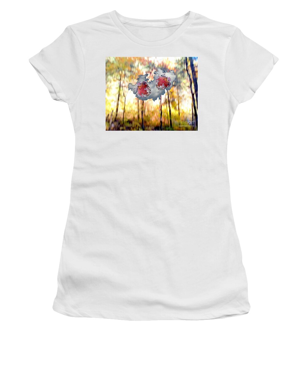  Women's T-Shirt featuring the photograph Abstract West Fork Autumn Bell Rock Heart Cloud by Mars Besso