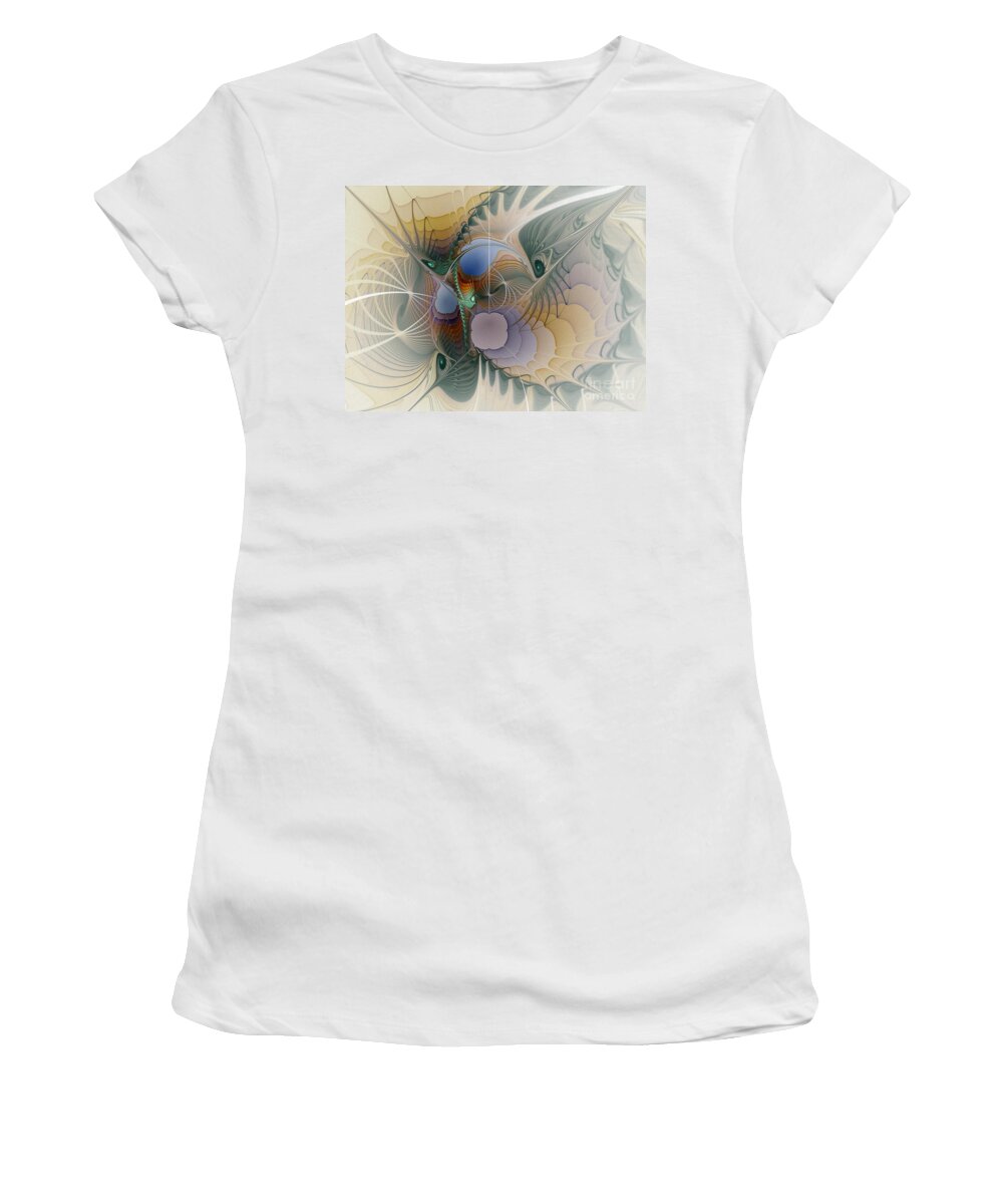 Fractal Women's T-Shirt featuring the digital art Airy Space-Fractal Art by Karin Kuhlmann