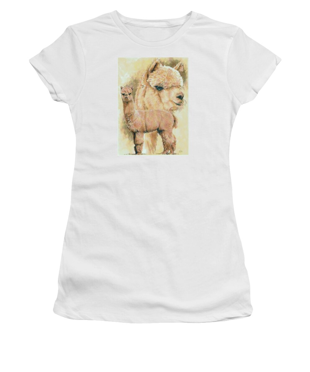 Alpaca Women's T-Shirt featuring the mixed media Alpaca by Barbara Keith