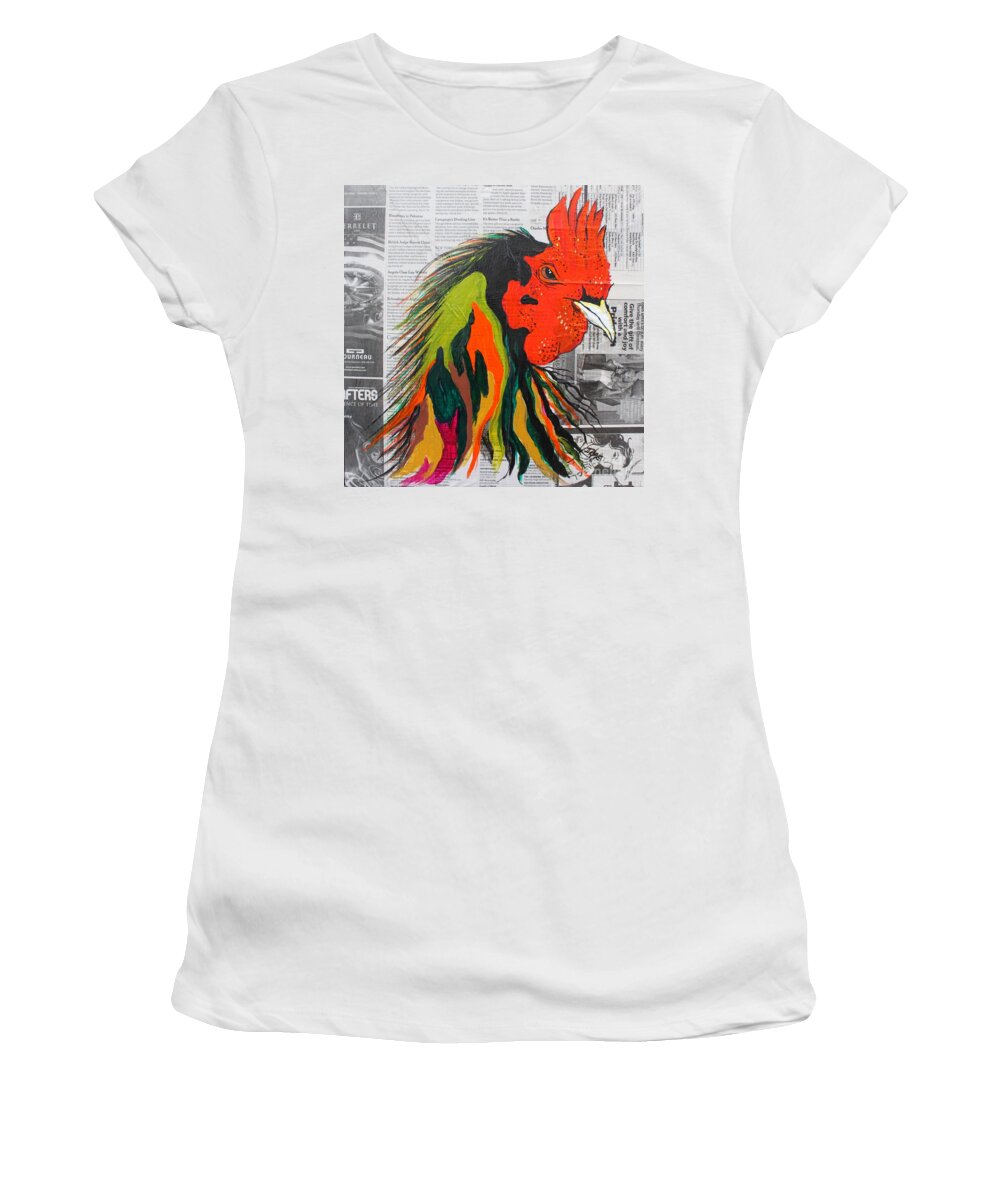 Rooster Women's T-Shirt featuring the painting Amadeo the Tuscan Rooster by Janice Pariza