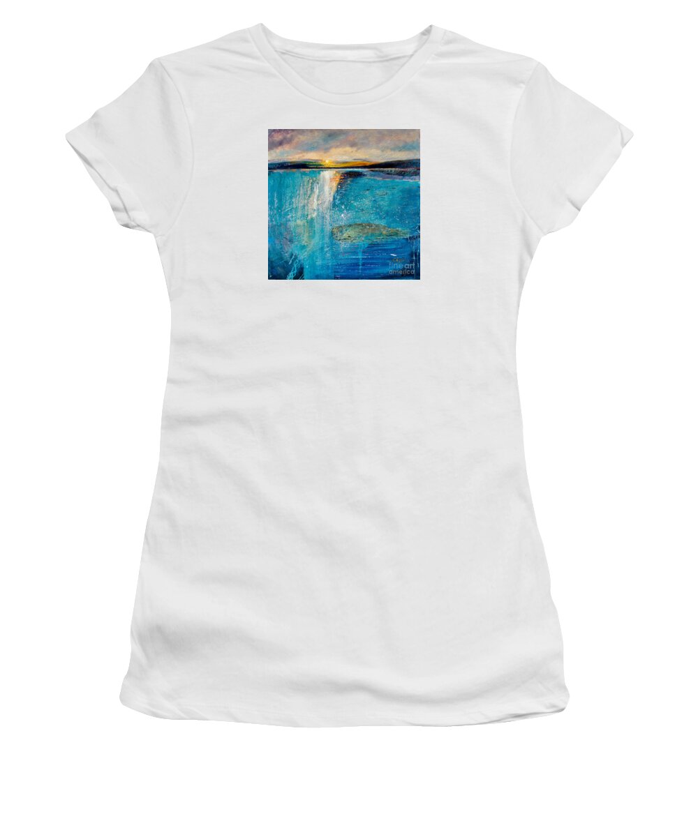 Seascape Paintings Women's T-Shirt featuring the painting Amazing Ocean by Shijun Munns