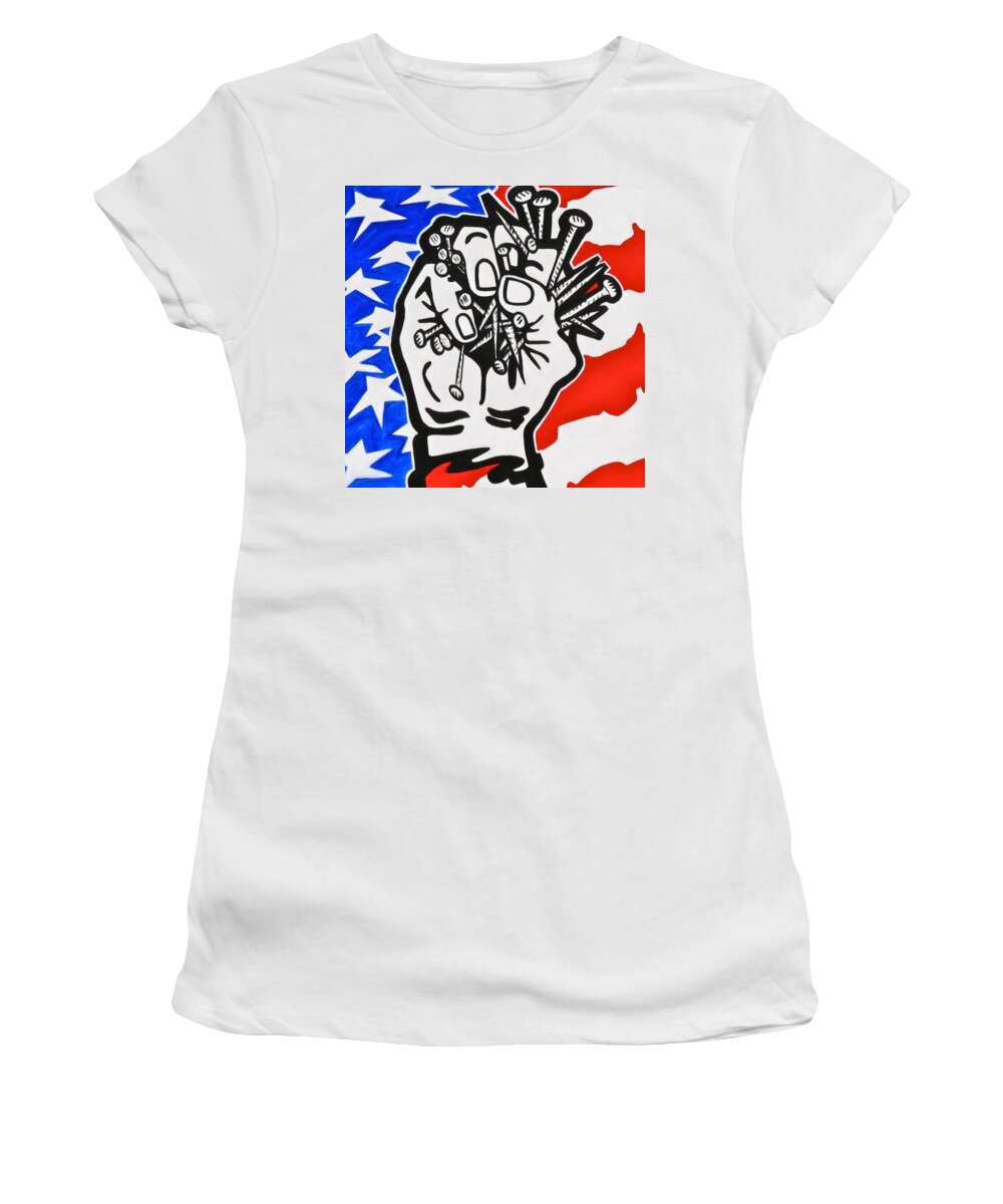 America Women's T-Shirt featuring the painting The Price of Liberty by Yelena Tylkina
