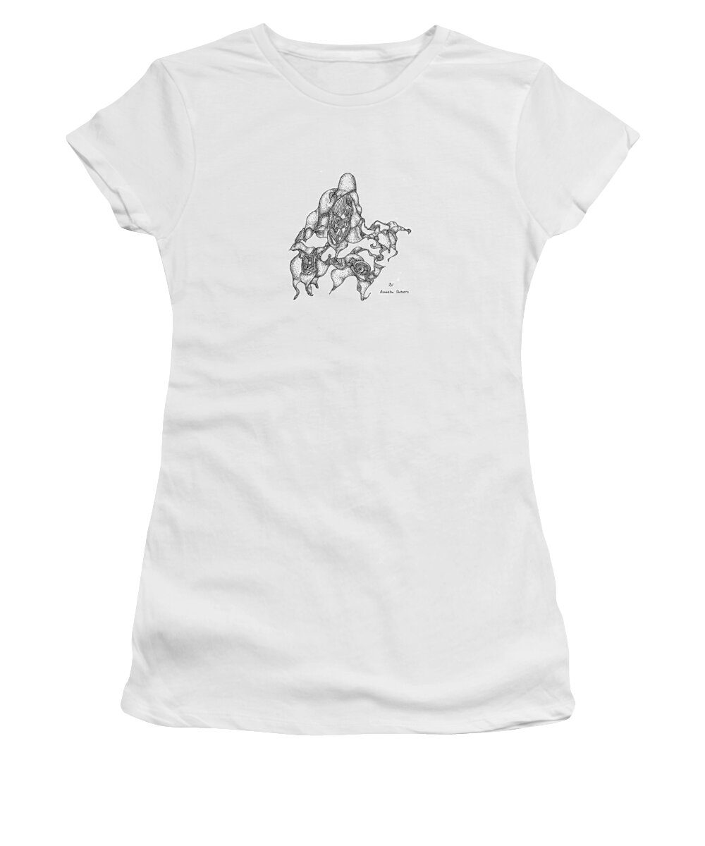 Pen Women's T-Shirt featuring the drawing Amoeba Dancers by Regina Valluzzi