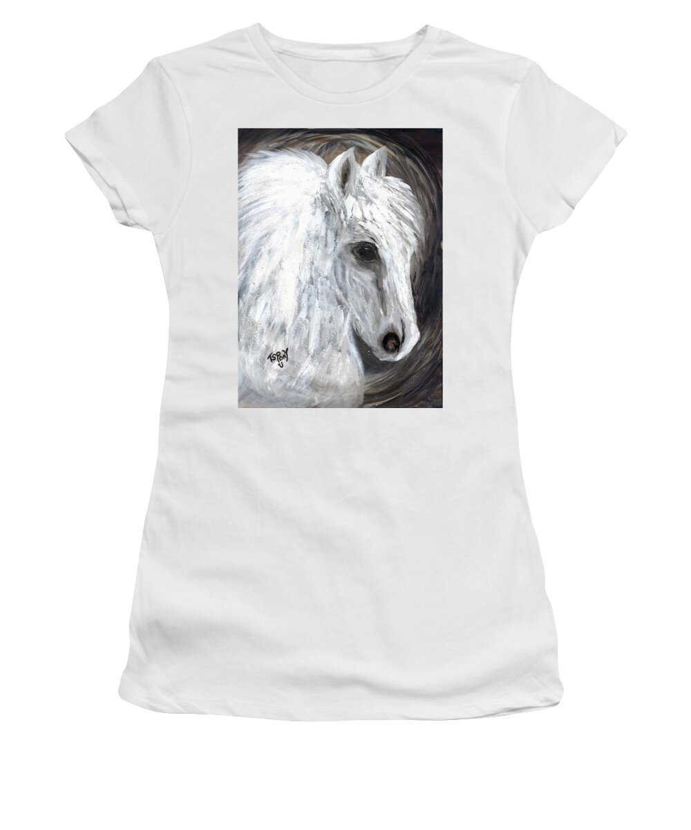 Angel Women's T-Shirt featuring the painting Angel by Barbie Batson
