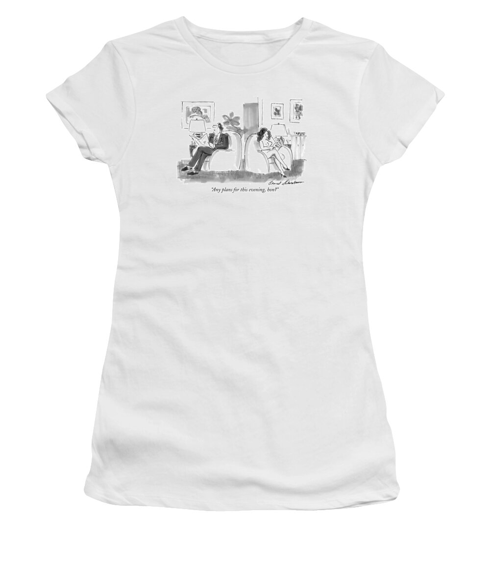 Sex Women's T-Shirt featuring the drawing Any Plans For This Evening by Bernard Schoenbaum