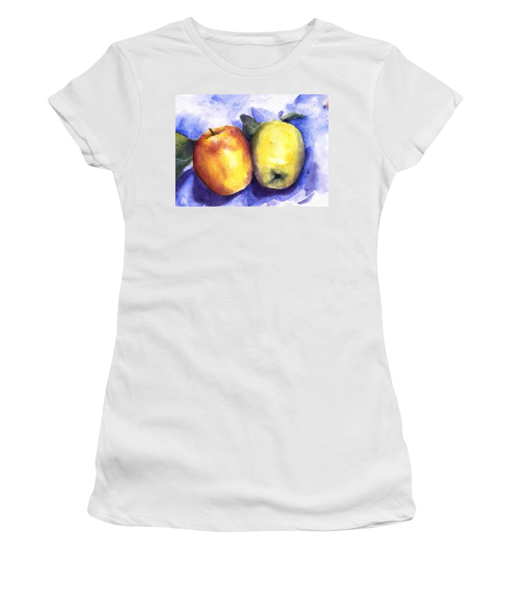 Apples Women's T-Shirt featuring the painting Apples Paired by Maria Hunt
