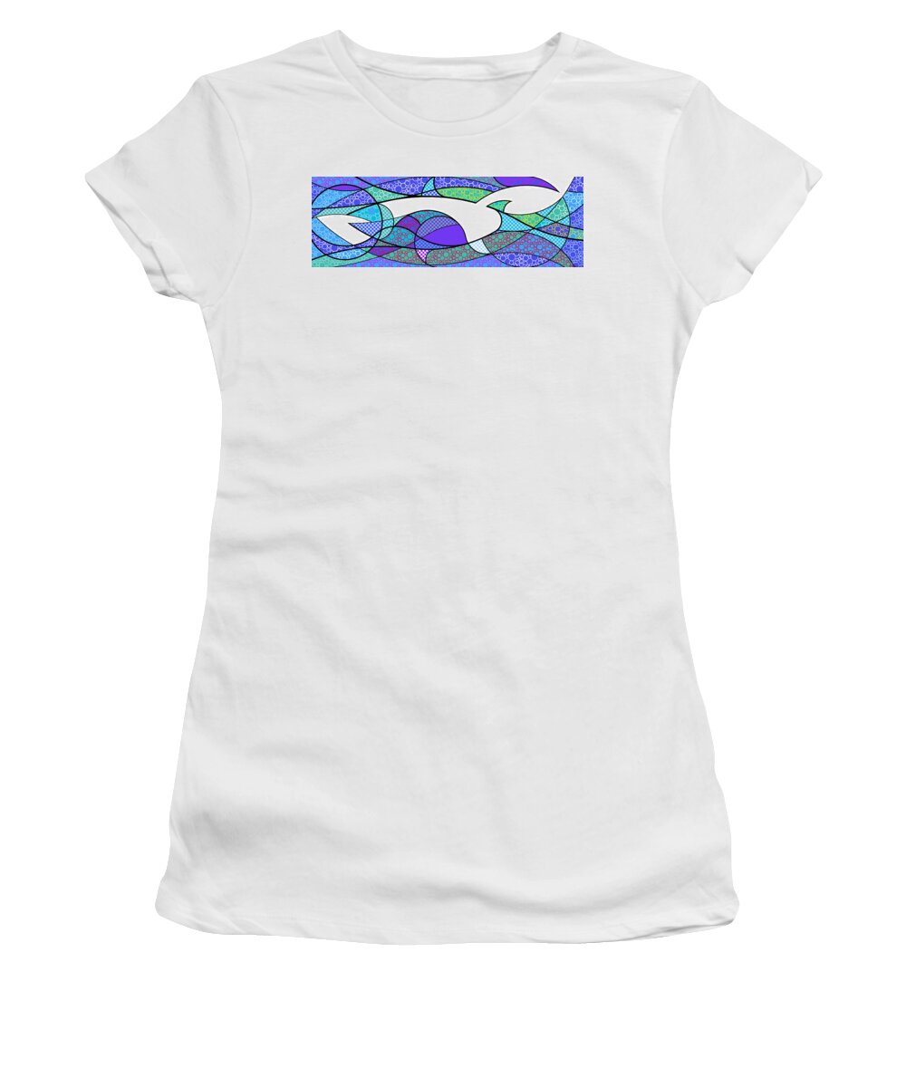 Colorful Women's T-Shirt featuring the digital art Aqua Seltzer by Randall J Henrie