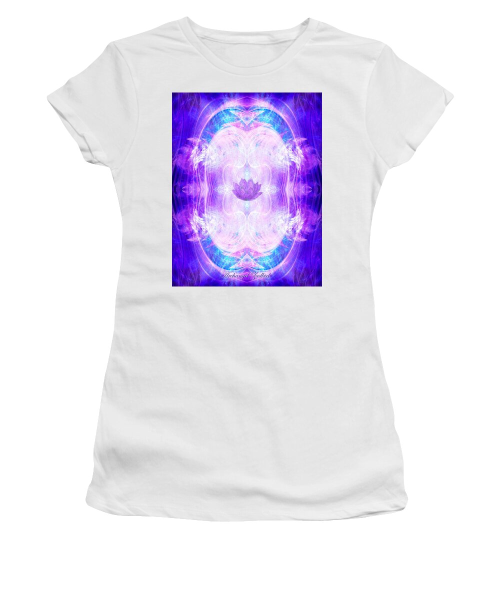 Zadkiel Women's T-Shirt featuring the digital art Archangel Zadkiel by Diana Haronis