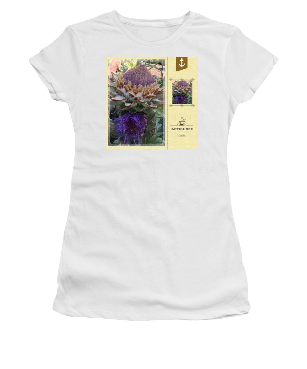 Artichoke Women's T-Shirt featuring the photograph Artichoke In The Herb Garden by Anna Porter