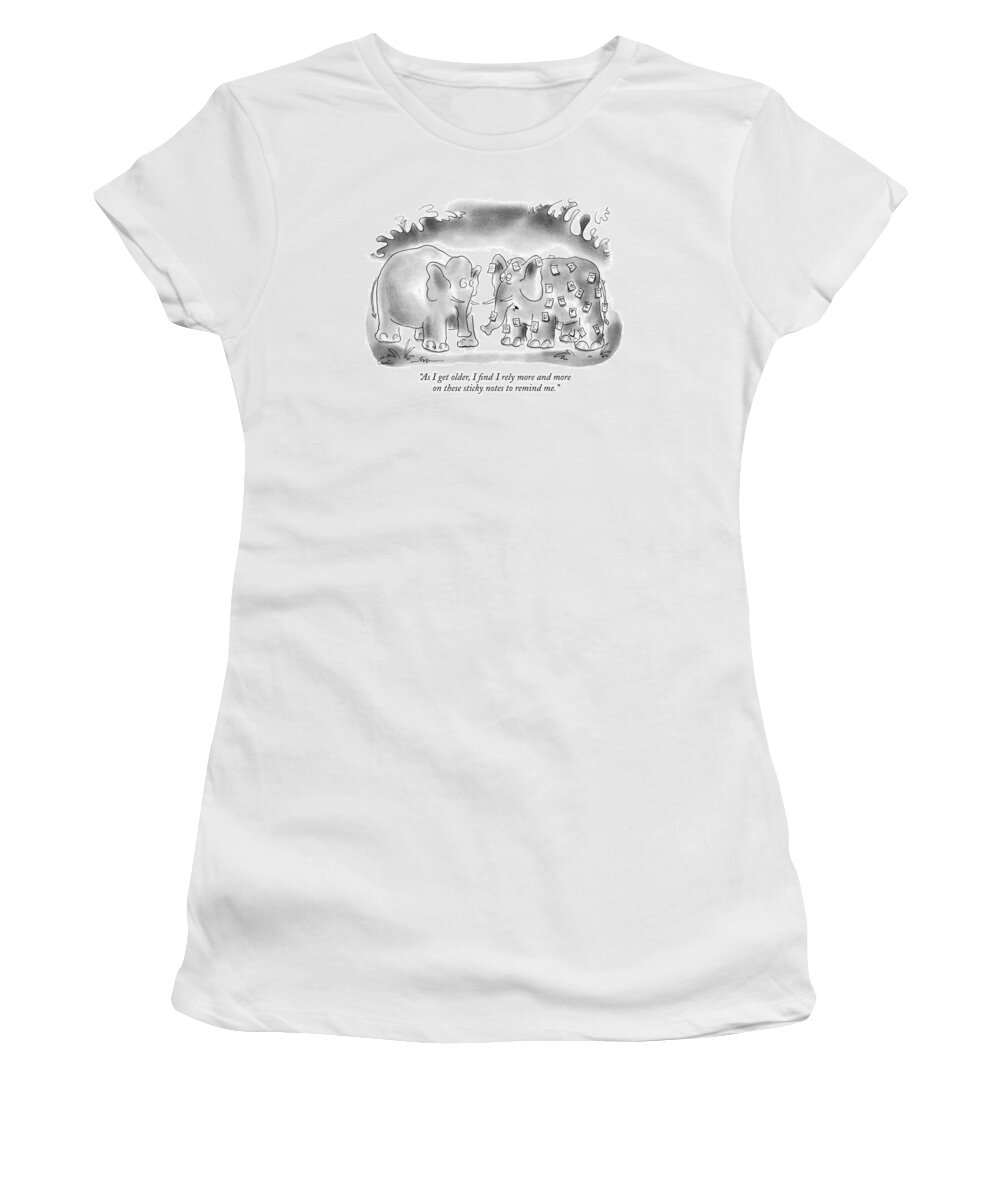 Animals Women's T-Shirt featuring the drawing As I Get Older by Arnie Levin