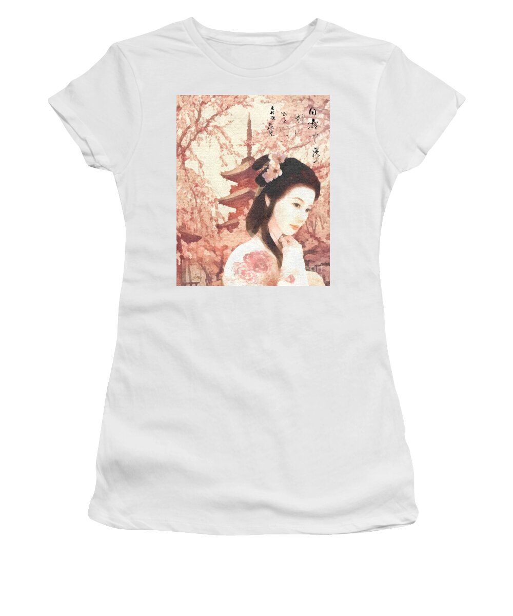 Asian Rose Women's T-Shirt featuring the painting Asian Rose by Mo T