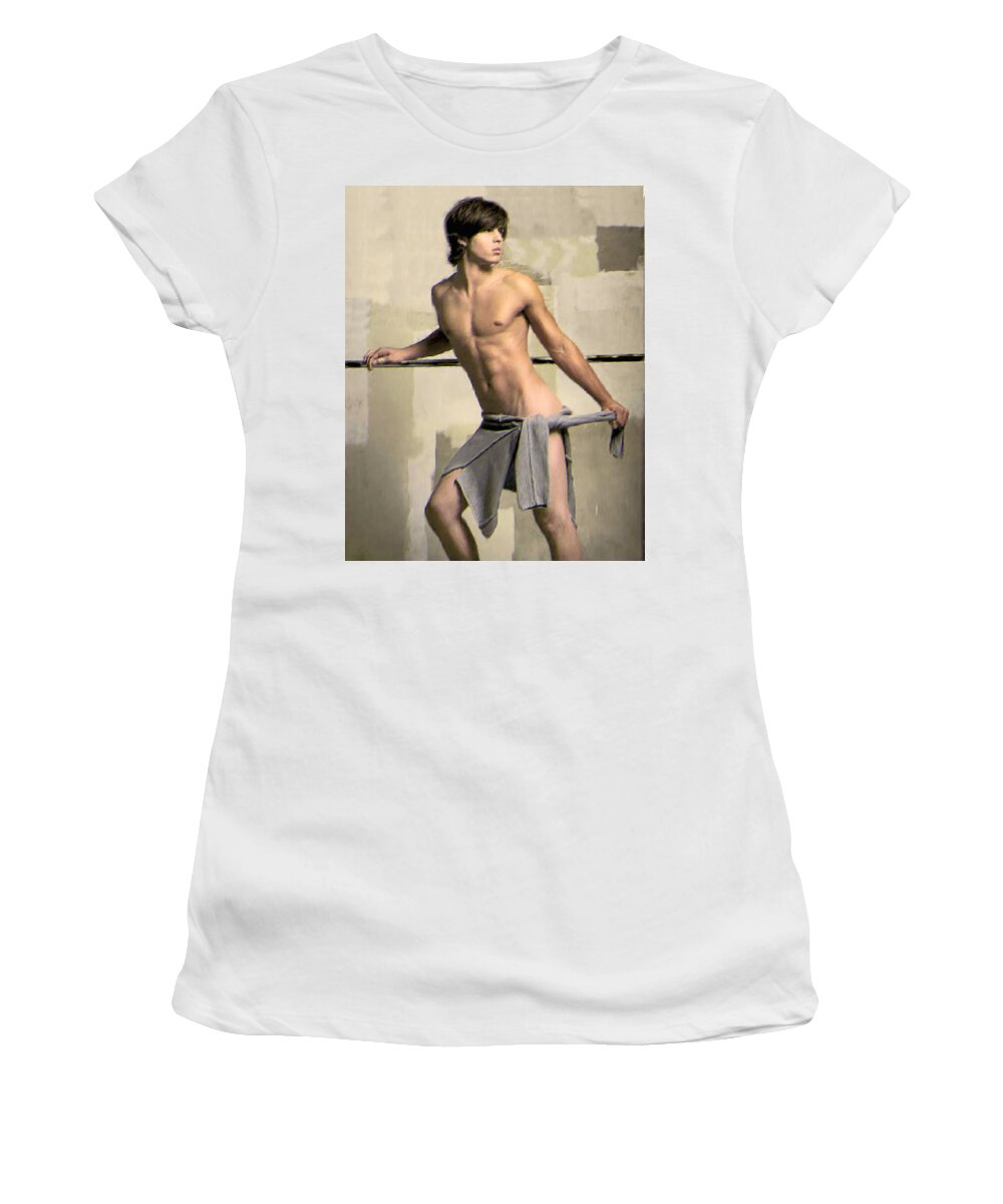 Ancient Greece Women's T-Shirt featuring the painting At the Palaistra by Troy Caperton