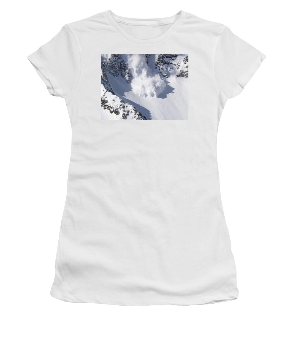 Snow Women's T-Shirt featuring the photograph Avalanche II by Bill Gallagher