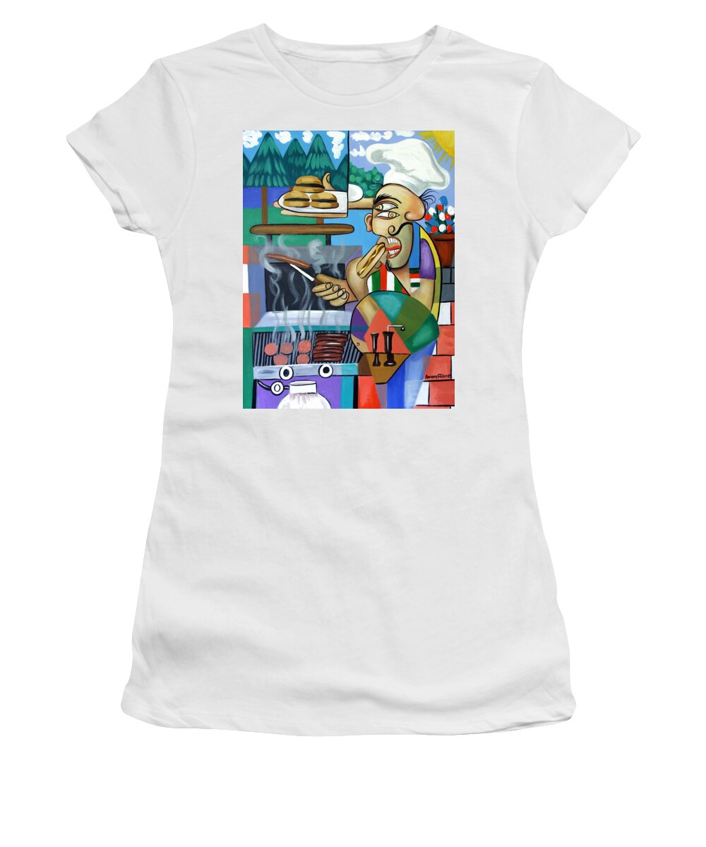 Back Yard Chef Women's T-Shirt featuring the painting Backyard Chef by Anthony Falbo