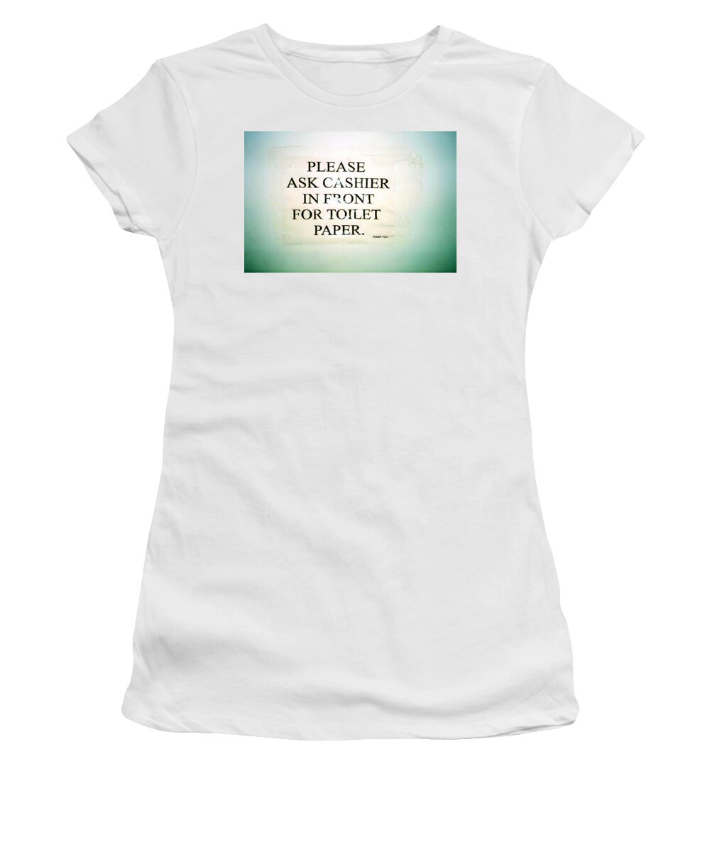 Bathroom Women's T-Shirt featuring the photograph Bad Surprise - A W O L by Connie Fox