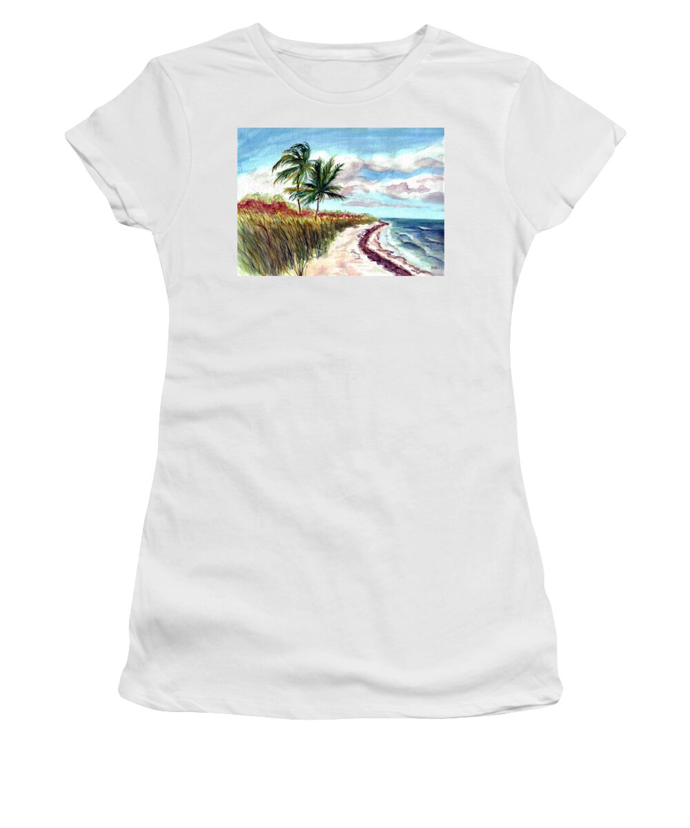 Florida Women's T-Shirt featuring the painting Bahia Honda State Park by Clara Sue Beym