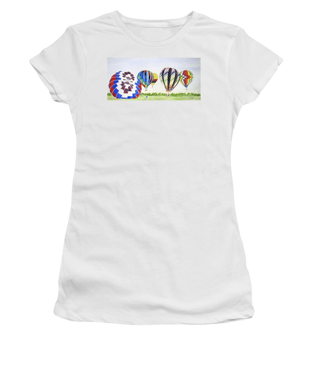 Balloons Women's T-Shirt featuring the painting Balloons by Carol Flagg